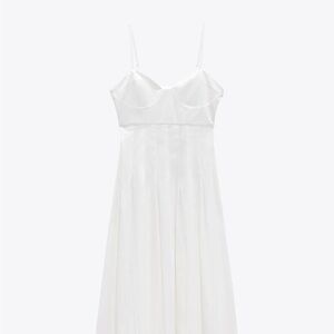 Zara Cotton White Poplin Midi Dress